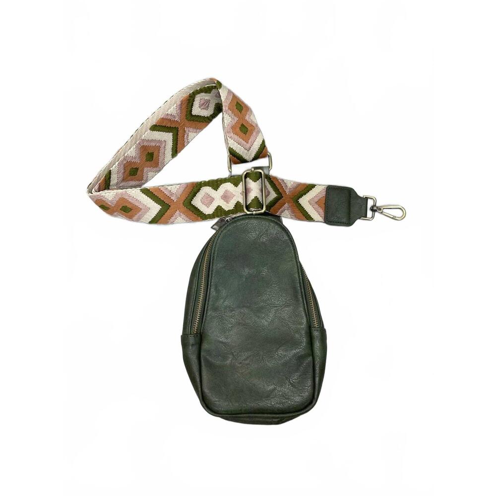 NEW ZENANA women's vegan leather sling crossbody bag in olive